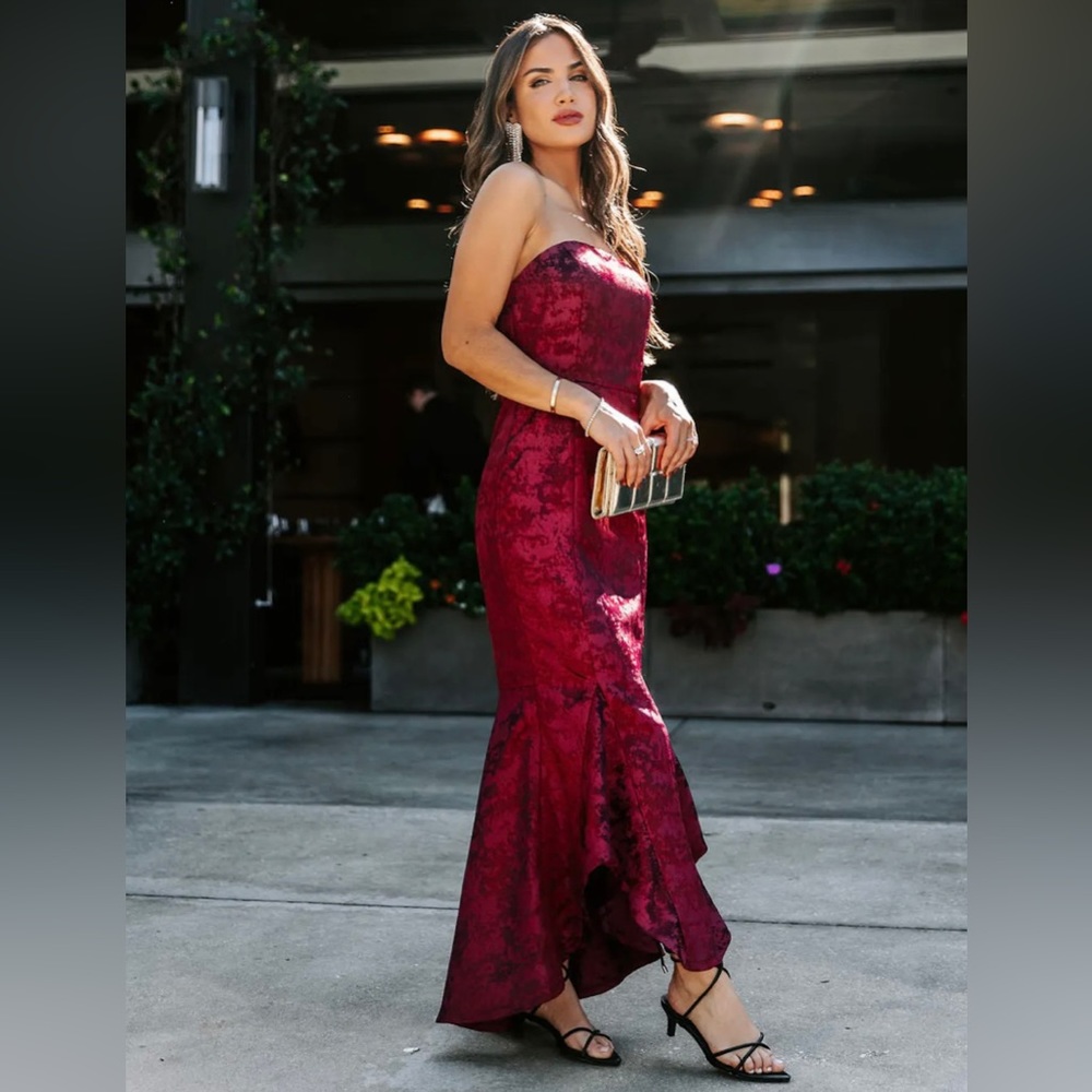 Strapless Embossed Gown
